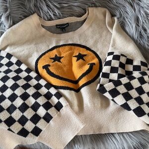 *LIKE NEW* ‘Queens & Angels’ Smiley Cropped Sweater (1X)